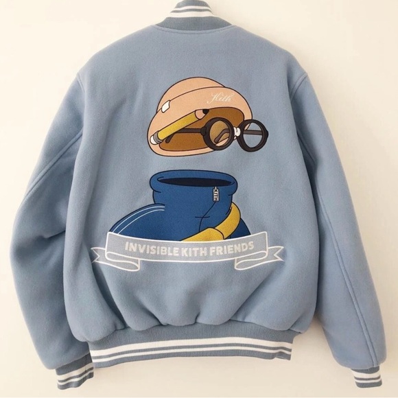 NWT KITH x Invisible Friends Size M - Wool Varsity Jacket Blue Limited Edition - Picture 2 of 11